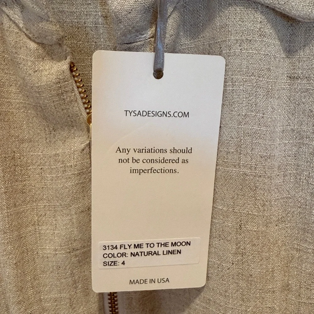 TYSA Womens Fly Me To The Moon Linen Jumpsuit in Neutral Size 4 - Picture 8 of 8